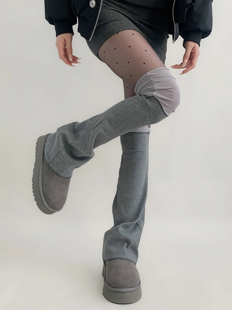 Flared Mesh-Paneled Leg Warmers