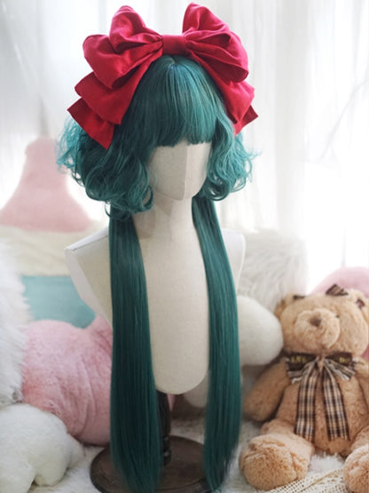 Hellblonde/pinke/rote/grüne/violette hüftlange Perücke mit vollem Pony