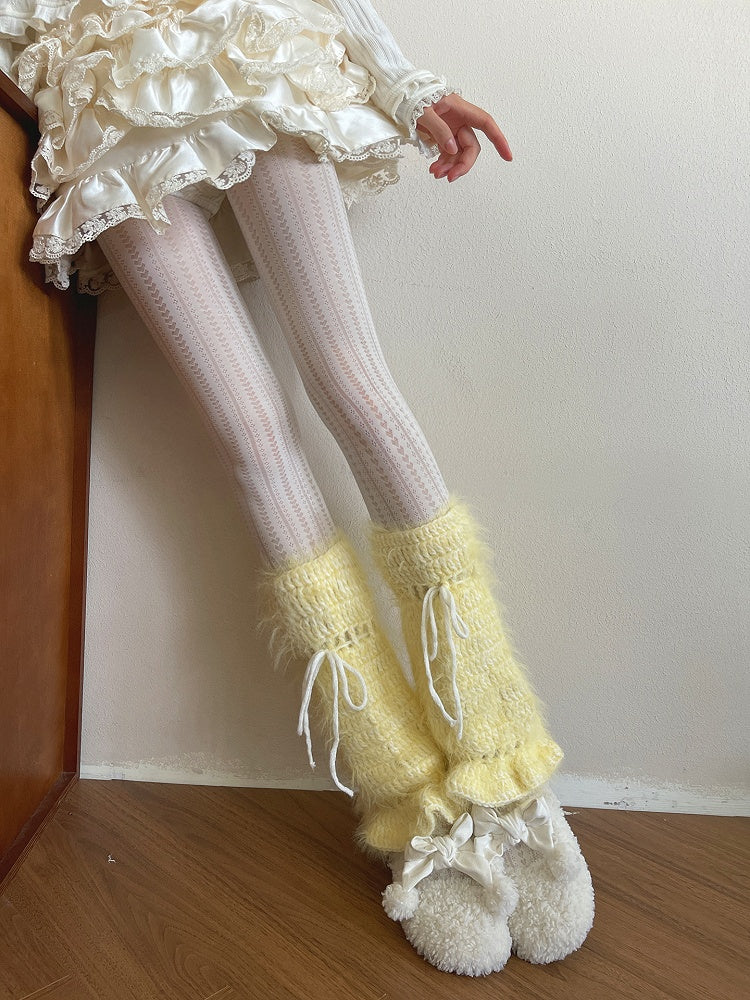 White Pattern Vertical Heart Striped Tights