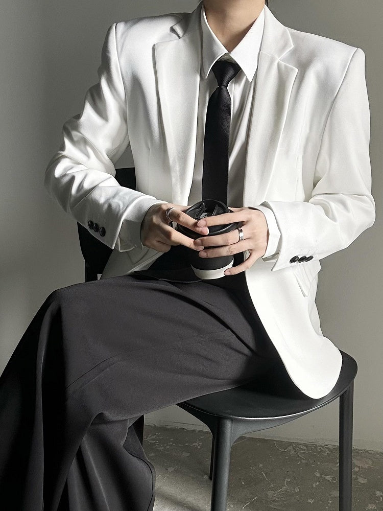 Unisex Lolita Lapel Notched with Ouji Buttons Blazer White Black Cuffs