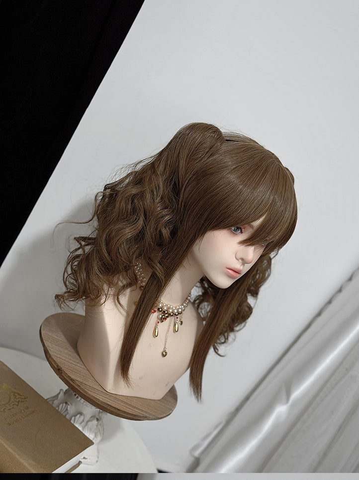 ウェーブ＋2クリップ ミディアムポニーテール ブラウン クローウィッグ