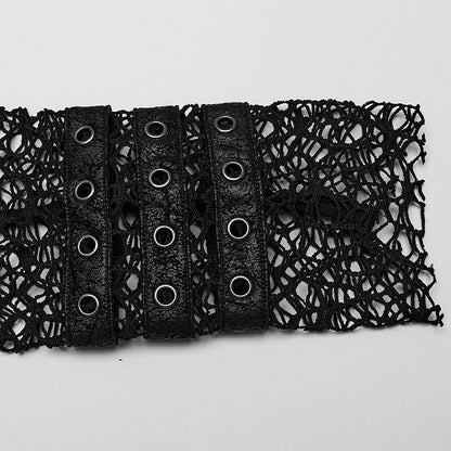 Hooded Punk Jacket Mesh Black Ripped Short