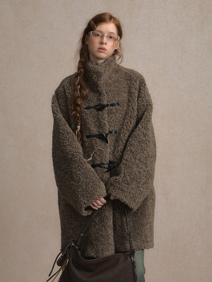 Coat with Toggle Closures Timeless Dark Gray Fleece