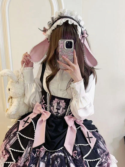 Black and Pink Bunny Ears Hairband