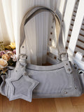 Gray Y2K Ita Star Shoulder PU Charm Bag With