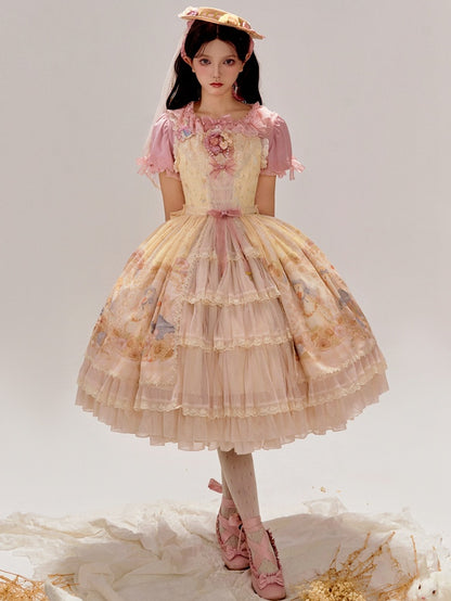 and Yellow Farm Print Sunflowers Jumper Sweet Skirt Lolita Ducks