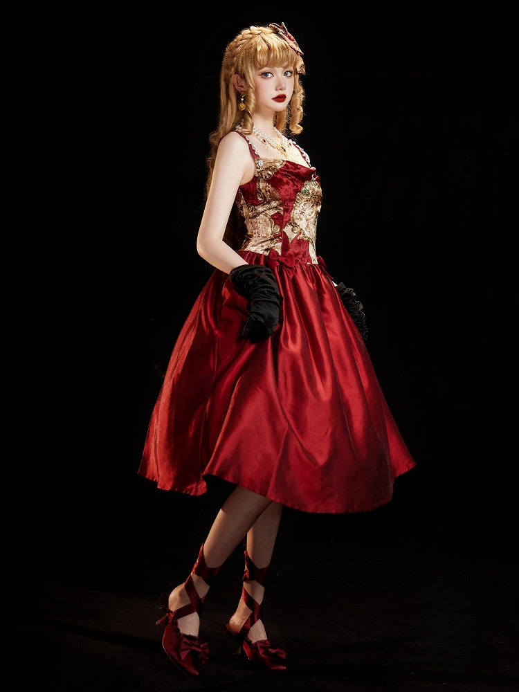 Bows Classic Elegant Wine Shoulder Cowl Dresswith Rhinestone Neckline Lolita Strapsand Red Embellished