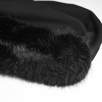 Black Gothic Long Disc Worsted Coat Flowers