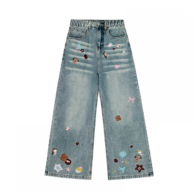 Print Light Blue Low Cartoon Sticker Vintage