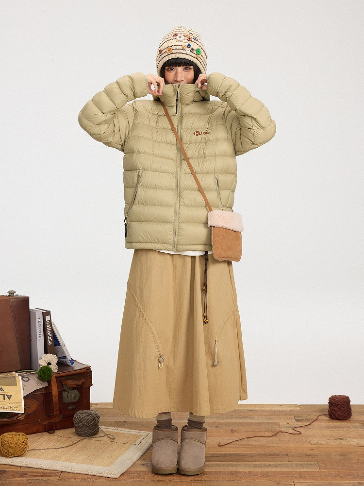 Down Construction Baffle Green Jacket Hooded