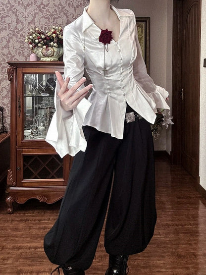 Collar Ways Wear Shirt Two White Sleeves Gothic Long Lolita