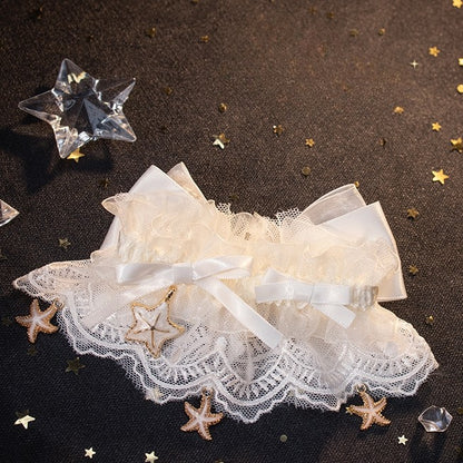 Charm White/Blue/Purple/PurpleBlue Starfish With Socks Calf Cuffs Lace Detachable Hollow-out