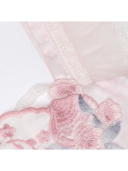 Chinoiserie Frog & Peach Embroidered Hanfu Dress with Overlay & Bows - Yimu Walnut
