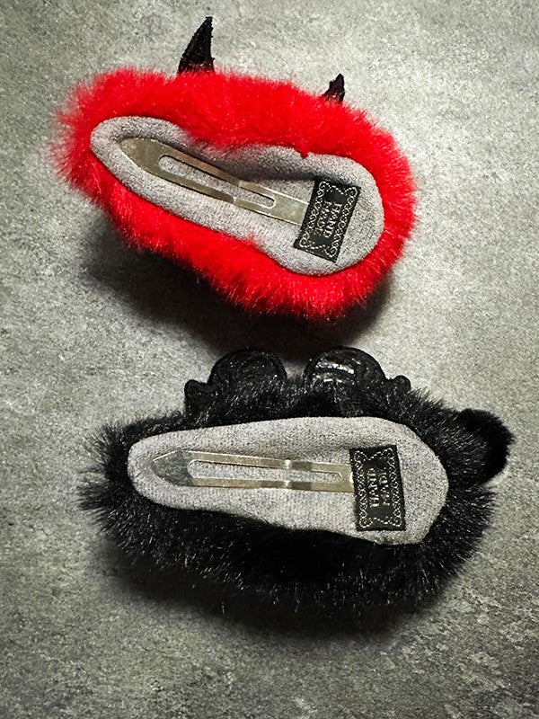 Devil Hairclip Gothic Red Plush