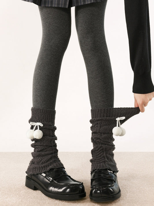 Pom-Pom Pattern Warmers with Knitted 6 Decorations Diamond Leg Colors