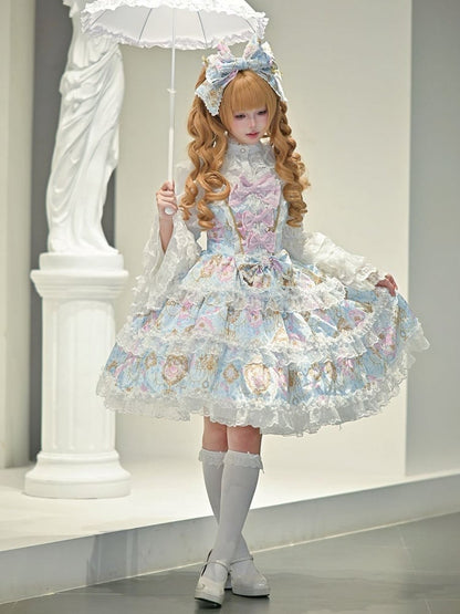 Chandelier Lolita Crystal Bow and JSK Floral with Accents Blue Print