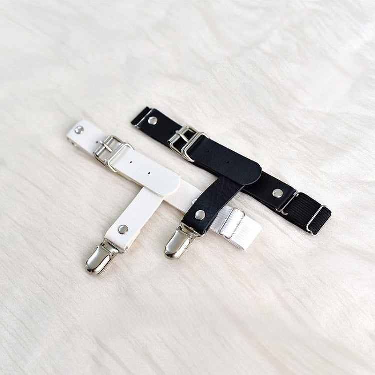 PU Buckle Garter Black/White