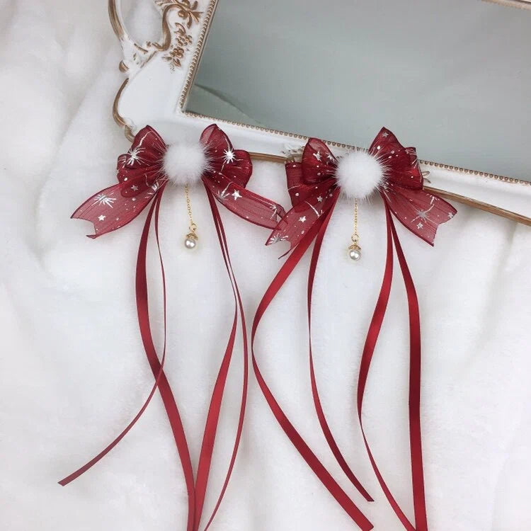 of 2 (Set Hair Starry Bow Fluffy Clips