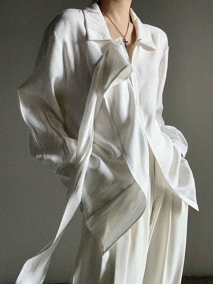 Apricot Lolita Fit Shirt Draping Long Ouji Loose Light Ribbon Retro with