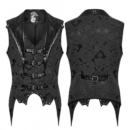 Black Lapel Men's Gothic Jacquard Vest
