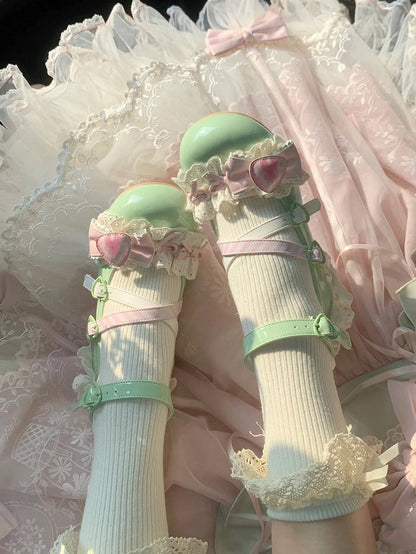 Green Strawberry Mary Sweet Jane Matcha Lolita Shoes Cake