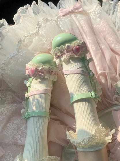 Lolita Matcha Green Cake Shoes Jane Mary Sweet Strawberry