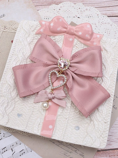 5 Color Charm Bowknot Pearl Options Kei Hairclip Heart Jirai