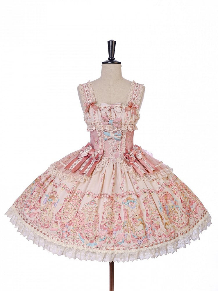 Doll Toy Bed Theme JSK Dress in Pretty Pink with Bow Accents - Alice Girl