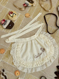 Pink Cupcake Apron / Embroidery Brown Blue Lolita