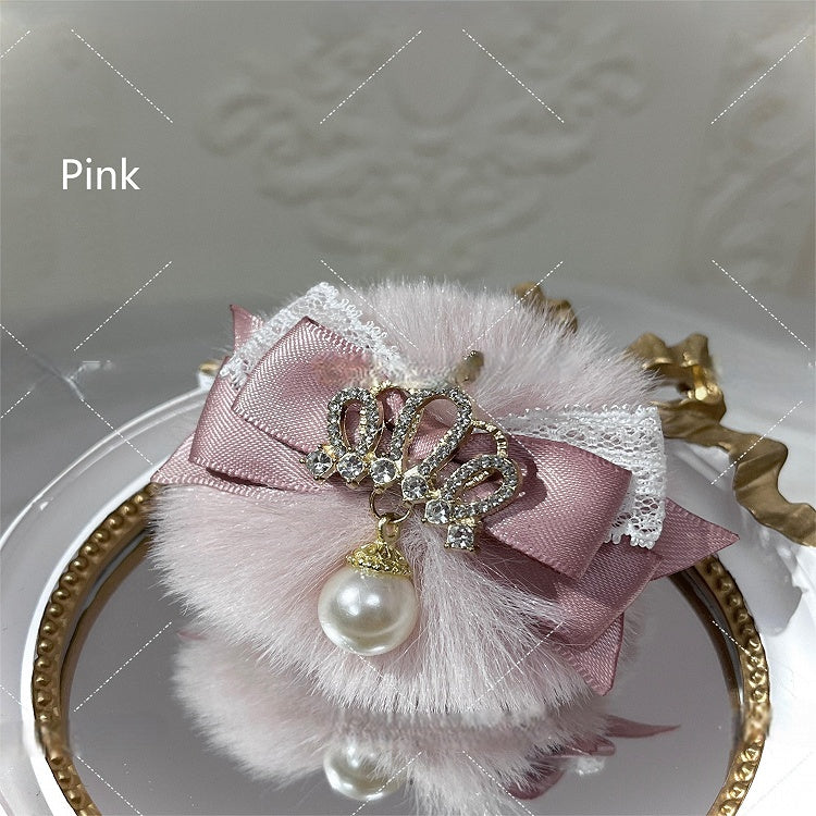 6 Colors Pompom Hairclip Plush Bow