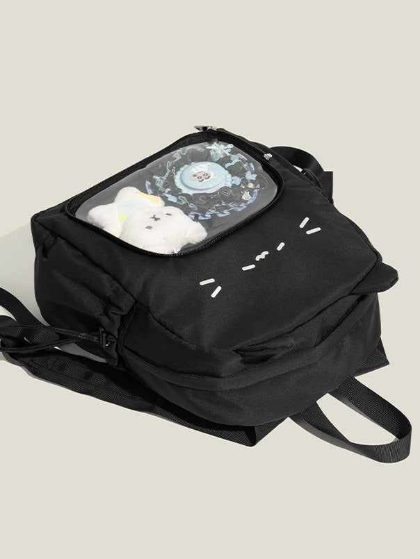Cute Cat-Themed Transparent Layered Double Strap Backpack - Yang Ding Mao