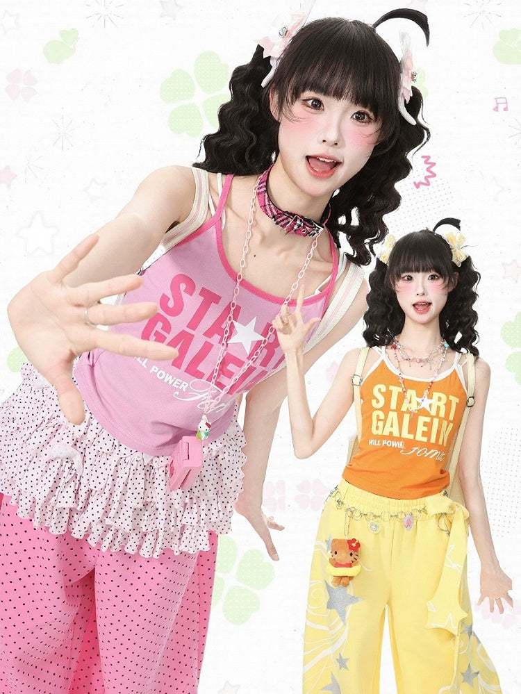 Pink Letter Print Tank Top - Languid Park