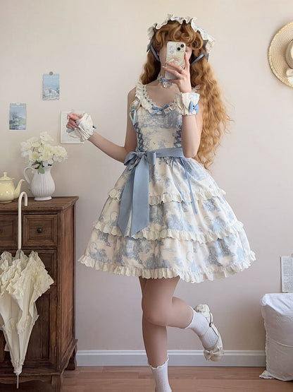Hem Detachable Blue Print Grapes Skirt Lolita Jumper