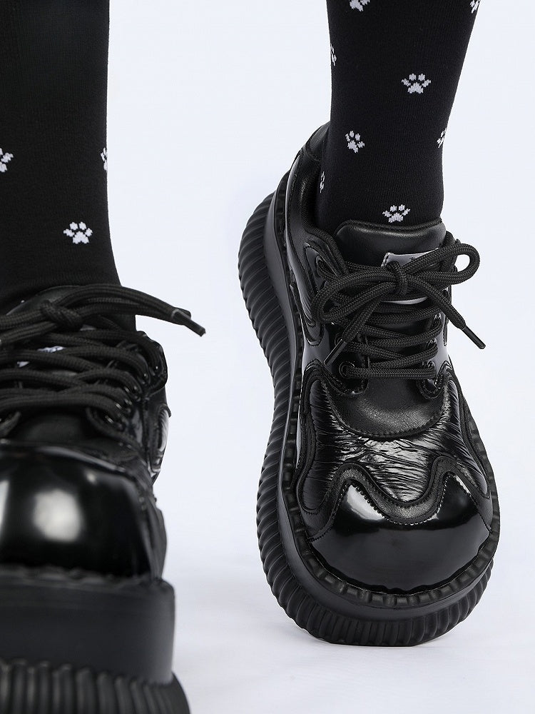 Style Platform Lace-up Black Closure Punk Shoes