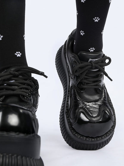 Style Platform Lace-up Black Closure Punk Shoes