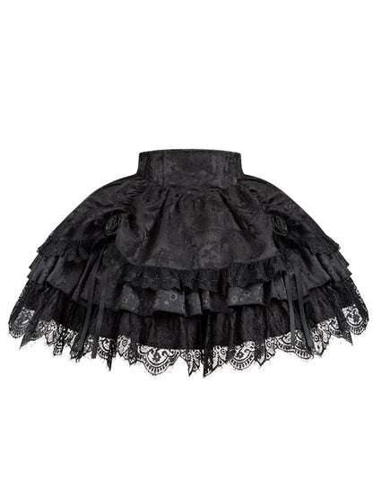 Layered Skirt Drawstring Black Vampire Detail Lolita Gothic