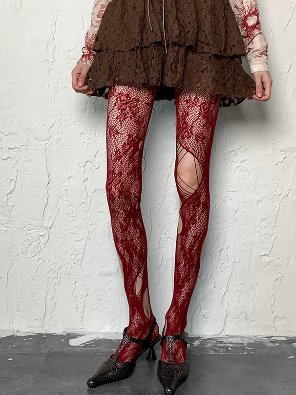 Y2K Color Options Hollow-out Design Cut-out 4 Details Tights