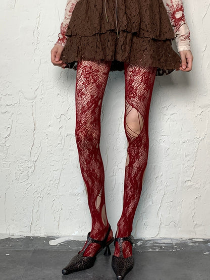 Y2K Color Options Hollow-out Design Cut-out 4 Details Tights