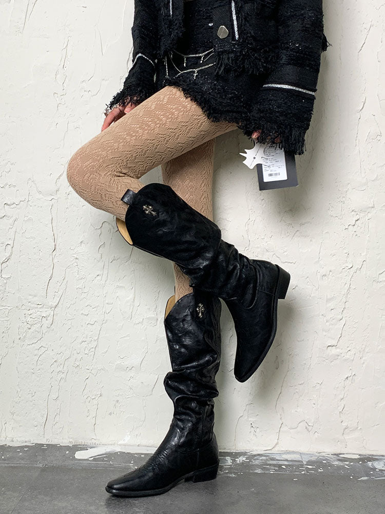 Wasteland Punk Khaki Openwork Tights