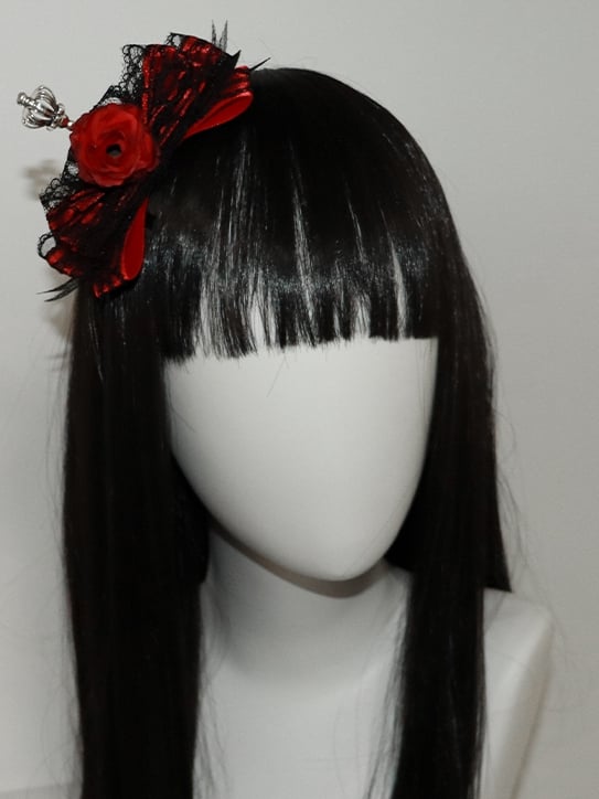 Krone verziert Trim Design Haarspange Floral Spitze Bowknot Lila/Rot