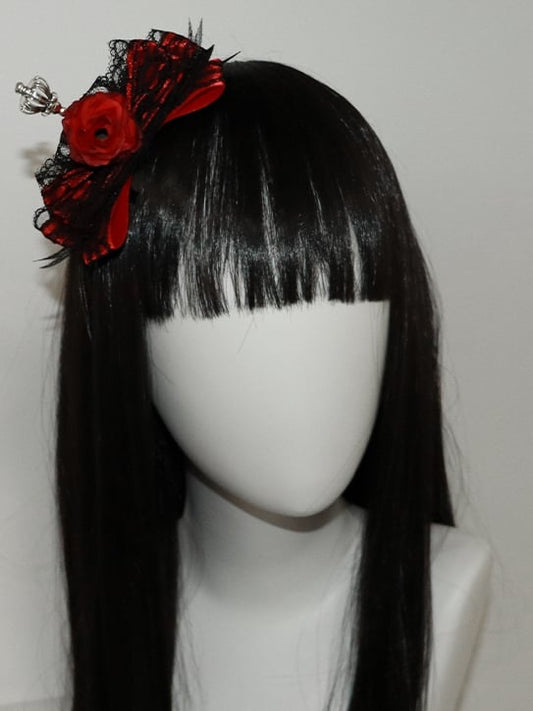 Krone verziert Trim Design Haarspange Floral Spitze Bowknot Lila/Rot