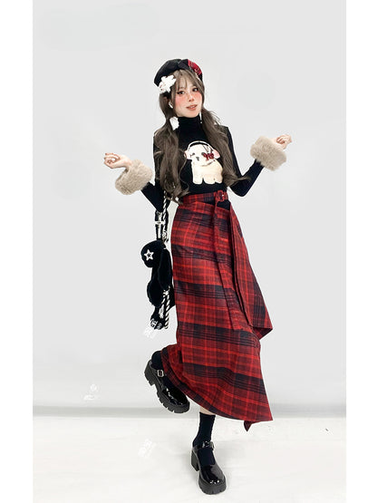 取り外し可能な袖が付いたブラックのハイネック パピー トップス