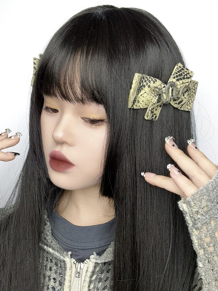 Bow Snake Yellow Hairclip Decorated
