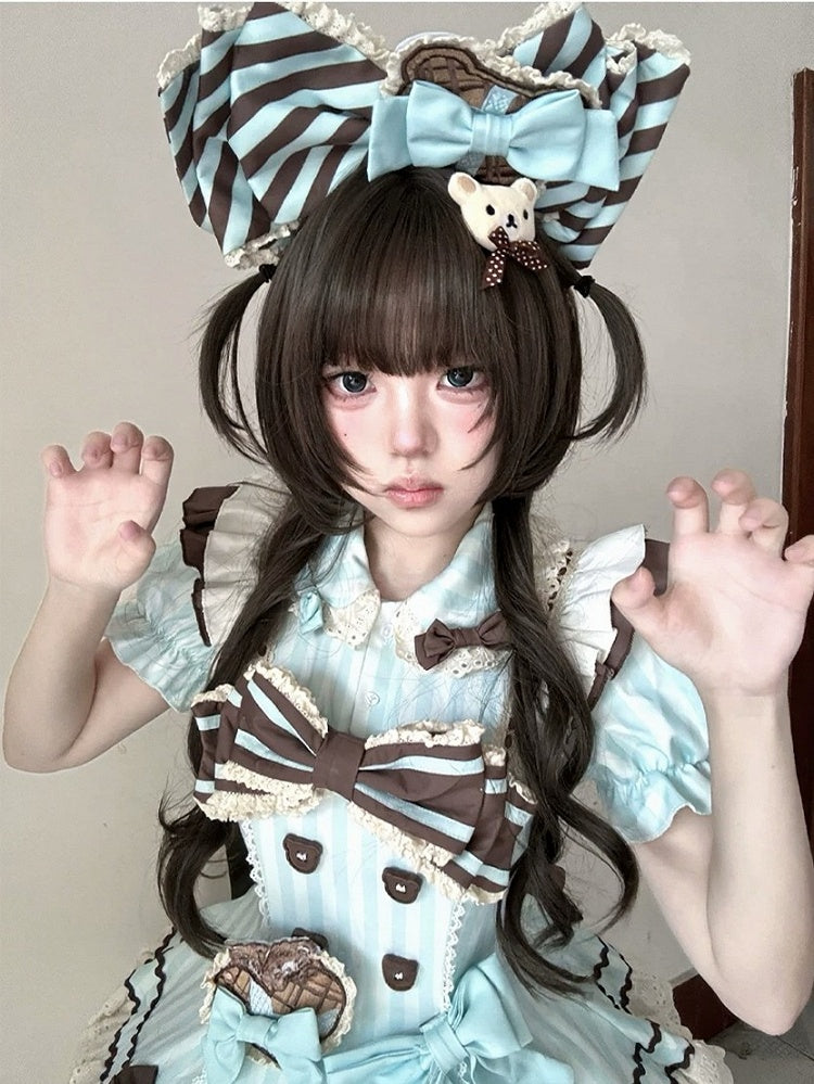 Double Roman Curly Wig with Air Bangs - Alice Garden