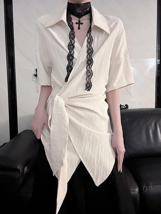 Neckline Styling Versatile Short Top - Crossover Shoulder Sleeve Drop Apricot