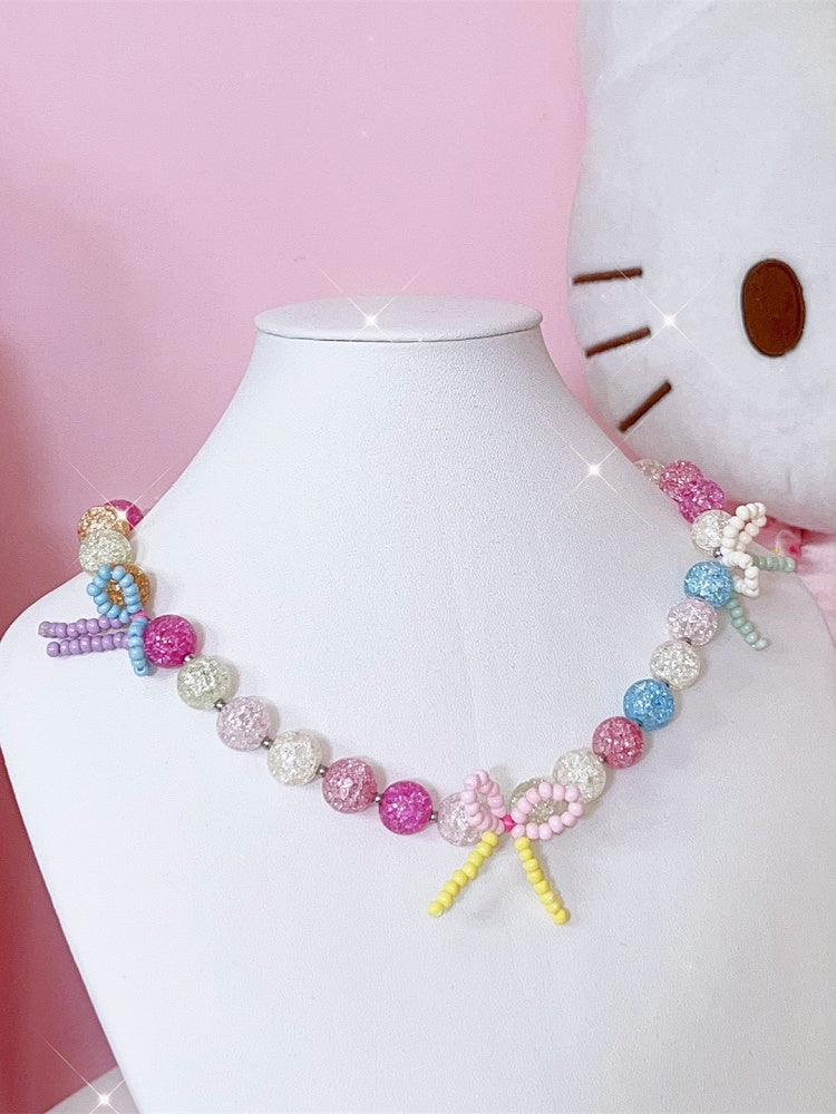 With Bowknot Details Colorful Necklace Y2K Beaded