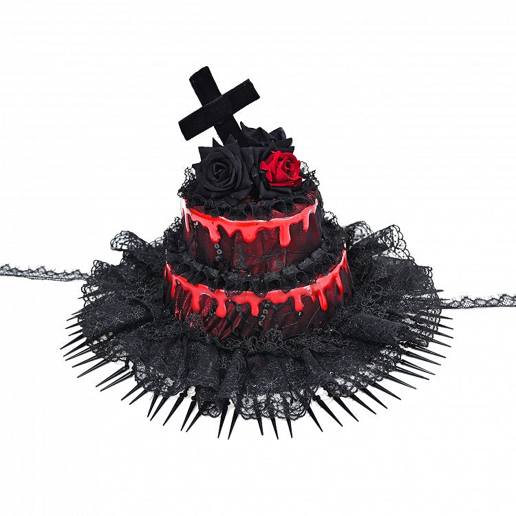 Gothic Cross Black&Red Cake-shaped Hat