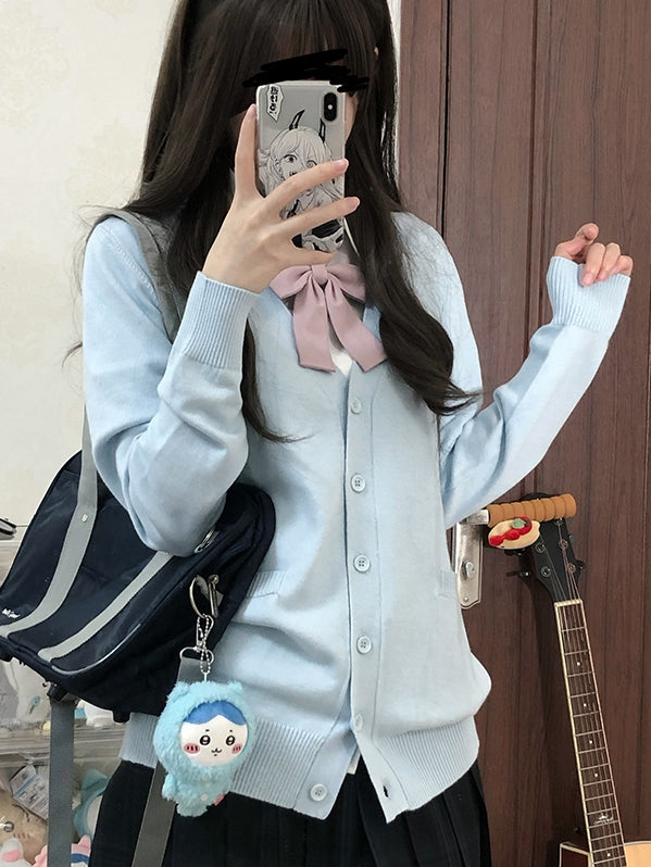 ブルーカーディガン Vネックニット