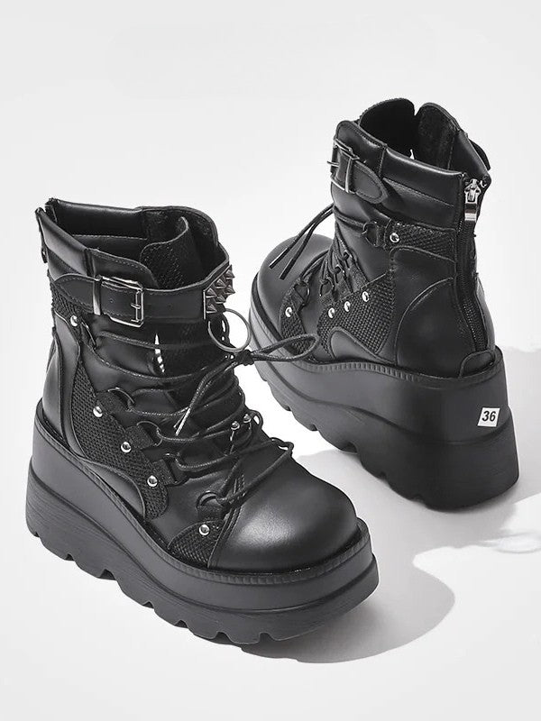 - Style in Boots Ankle Closure Platform Black Lace-up Gothic