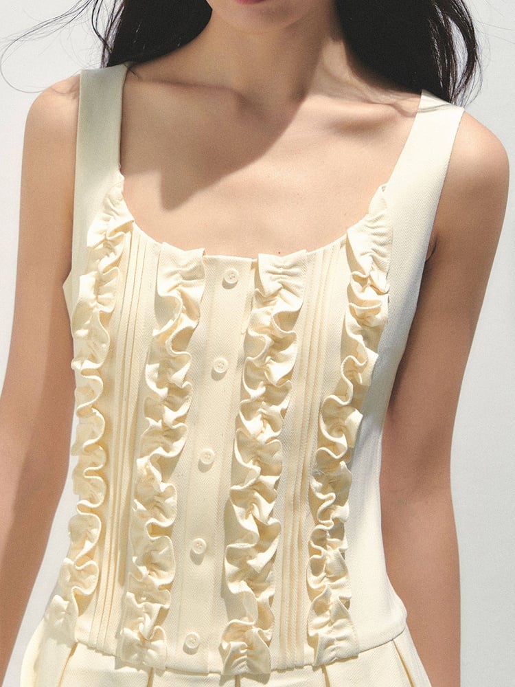 Sailor Yellow Kawaii Pleated with Collar Detachable Style Dress